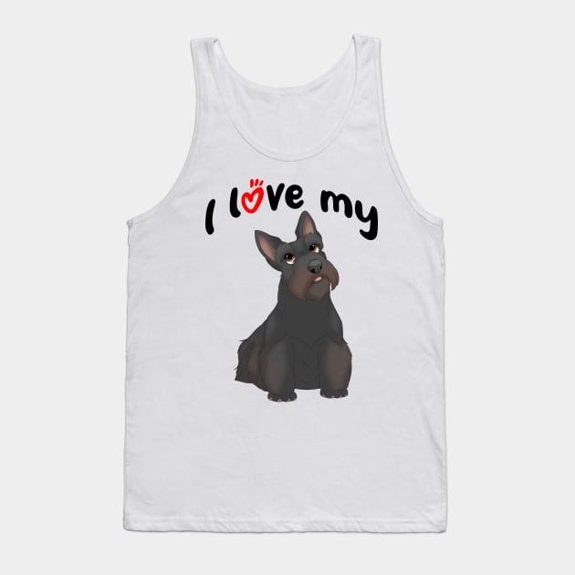 I Love My Black Scottish Terrier Dog Tank Top by millersye